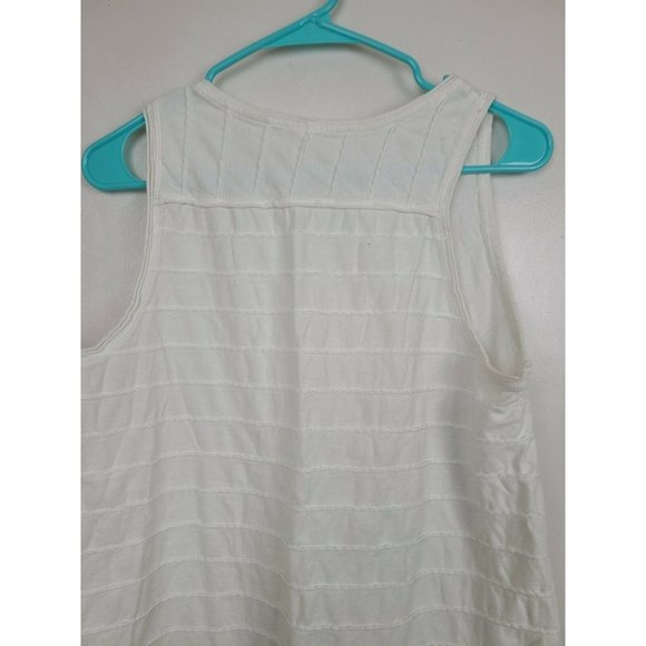 By Anthropologie White Ribbed Sleeveless Scoop Neck Tank Top Medium - Picture 2 of 9